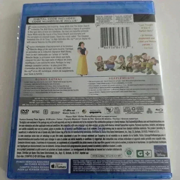 Disney Snow White & the seven dwarfs DVD & Blu-Ray movie - New - Picture 2 of 2